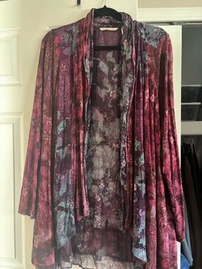 Soft Surroundings Deep Purple Paisley Sheer Cardigan